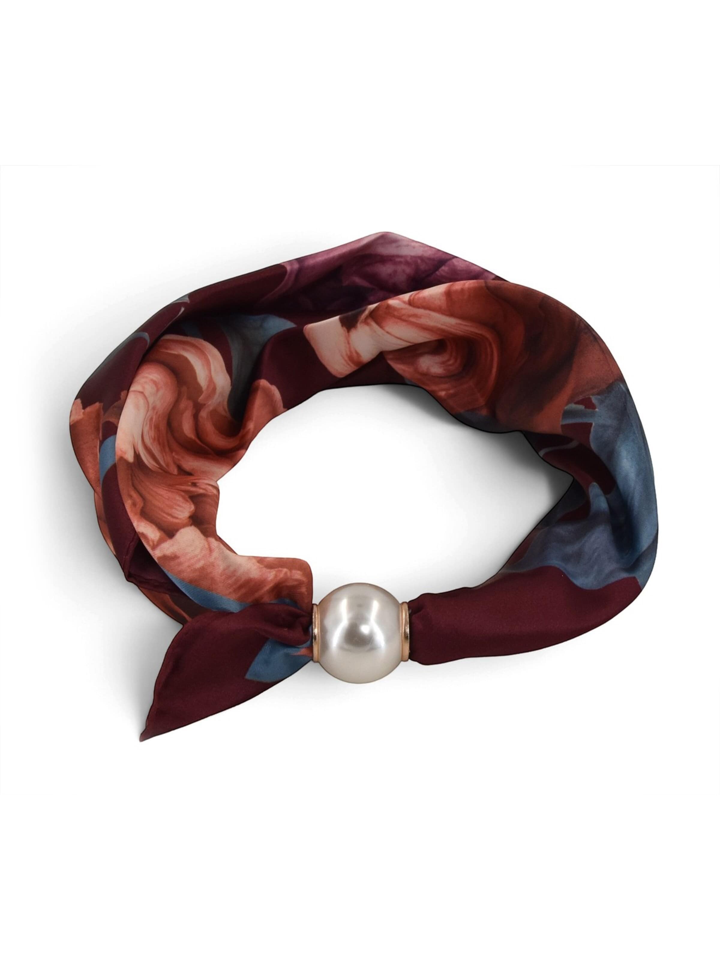 styleBREAKER Tuch 'Perlenhalstuch mit Magnetverschluss & Blumenmuster'‌‌‌‌‌‌‌ in One Size in bordeaux, Produktansicht