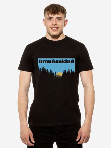 Cotton Prime T-Shirt 'Draußenkind' in Schwarz: Vorderseite
