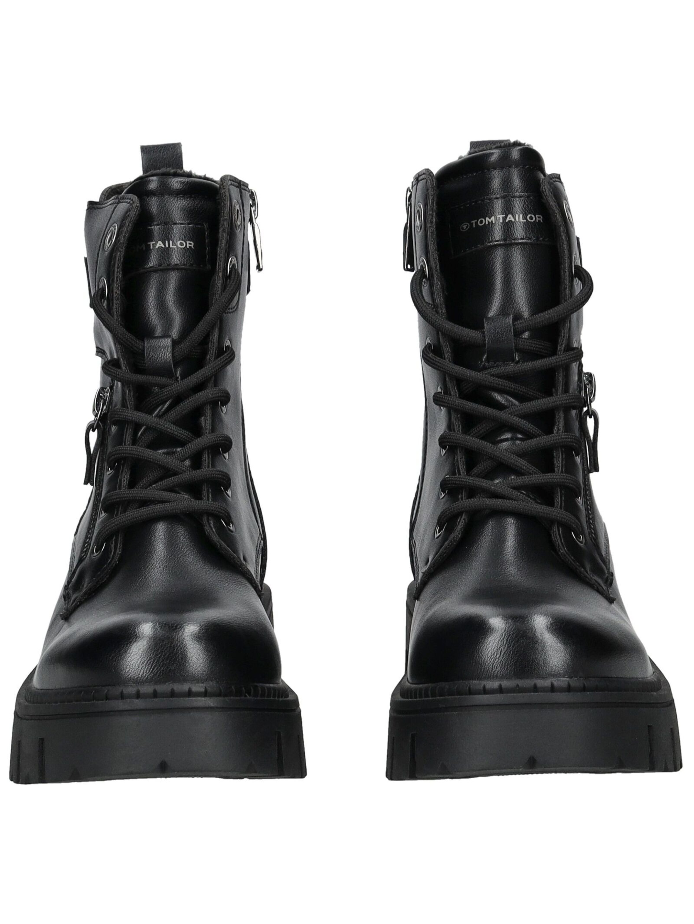 TOM TAILOR Lace-up bootie in Black