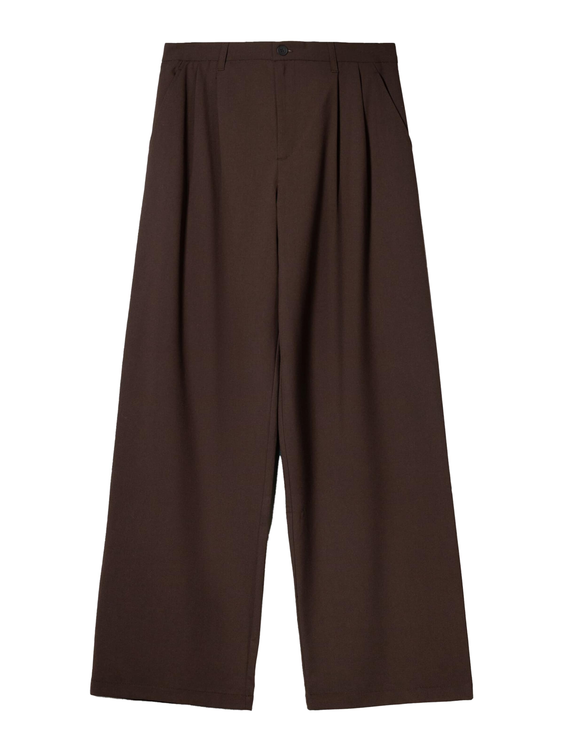 Bershka Élére vasalt nadrágok - barna: elől