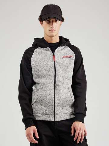 JACK & JONES Ζακέτα φούτερ 'ERIK' σε γκρι: μπροστά
