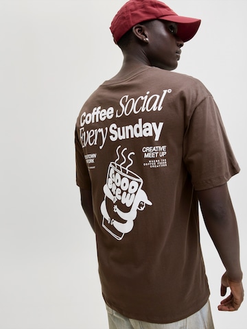 JACK & JONES Shirt 'JORCoffee' in Brown: front