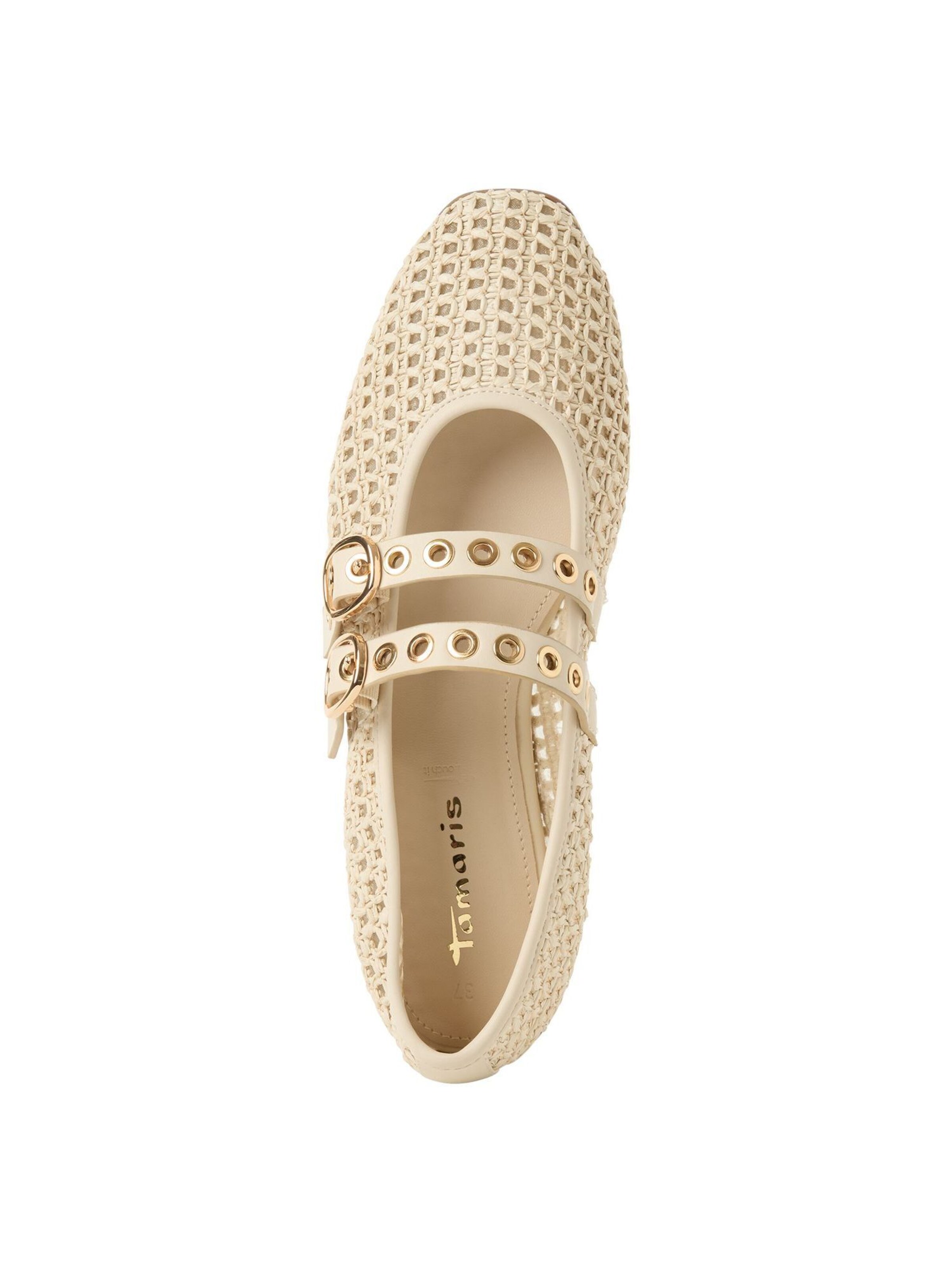 Tamaris Ballerina met riempjes in Beige