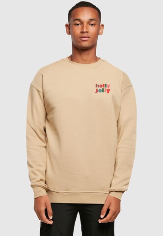 Merchcode Sweatshirt 'Christmas Holly Jolly' in Beige: Vorderseite
