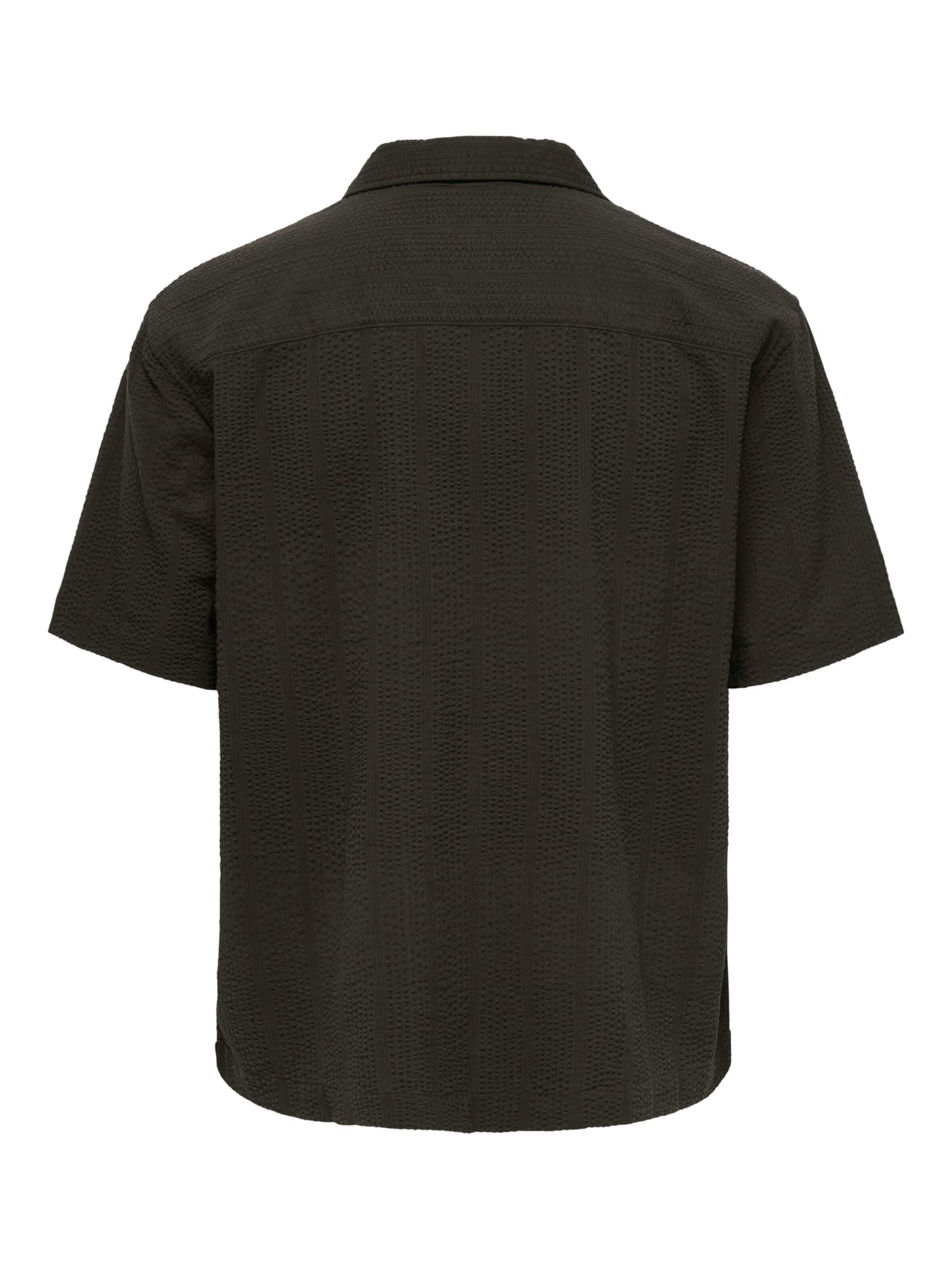 Only & Sons Comfort fit Button Up Shirt 'Cruz' in Brown