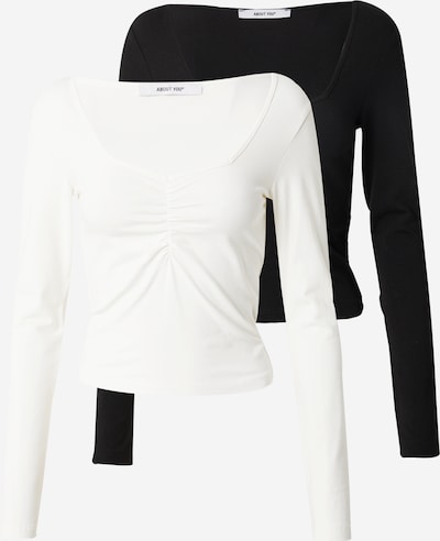 Tricou 'Gwen' ABOUT YOU pe negru / alb, Vizualizare produs