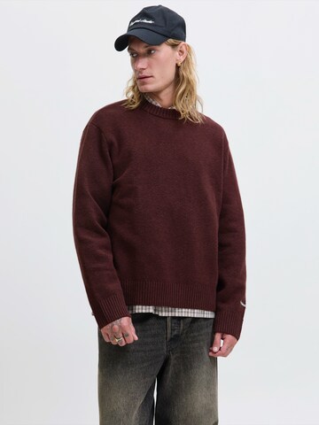 JACK & JONES Pulover 'JORNORREBRO' | rdeča barva: sprednja stran