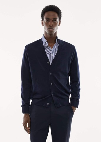 MANGO MAN Gebreid vest 'Willyc' in Blauw: voorkant