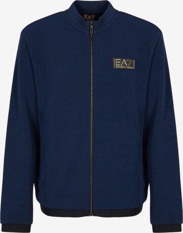 EA7 Emporio Armani Zip-Up Hoodie in Blue: front