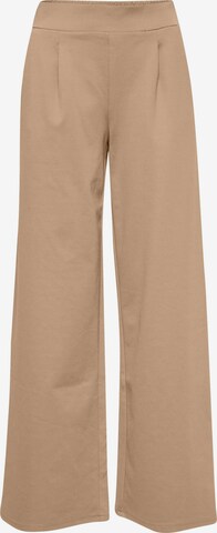 ICHI Wide leg Chino 'KATE' in Bruin: voorkant