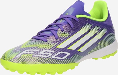 Futbolo bateliai 'F50 League' iš ADIDAS PERFORMANCE, spalva – neoninė geltona / tamsiai violetinė / balta, Prekių apžvalga