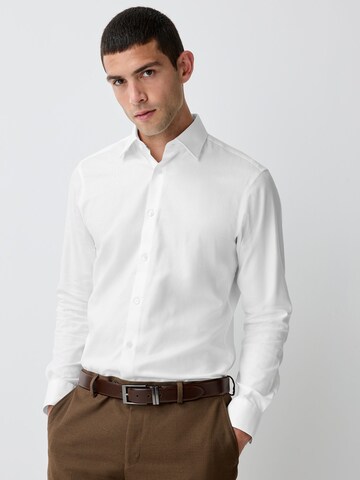 Next Slim fit Button Up Shirt in White: front