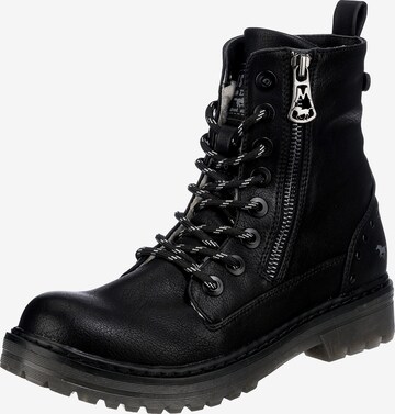 MUSTANG Lace-Up Ankle Boots in Black: front