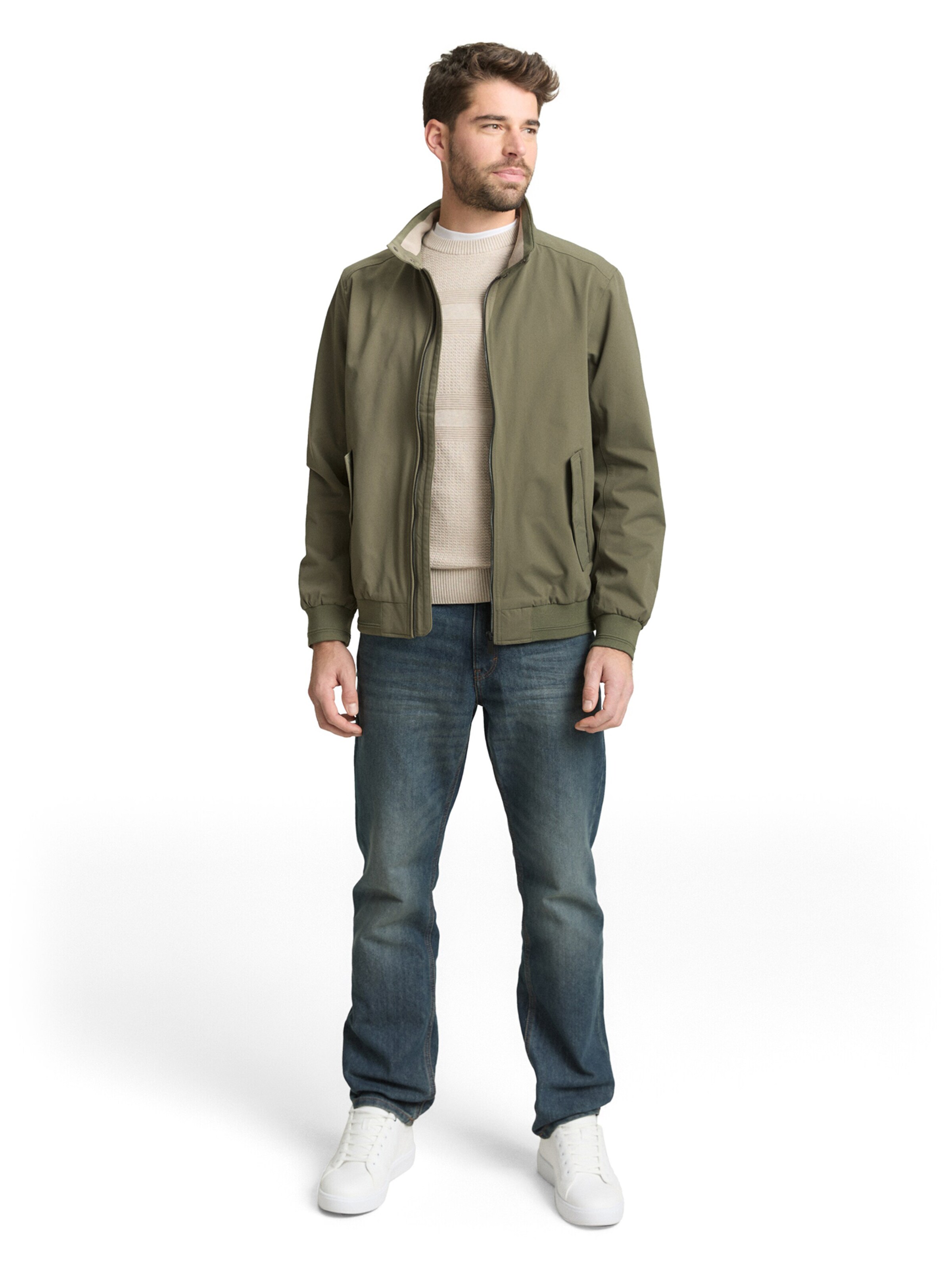TOM TAILOR Between-Season Jacket 'Harrington' in Green