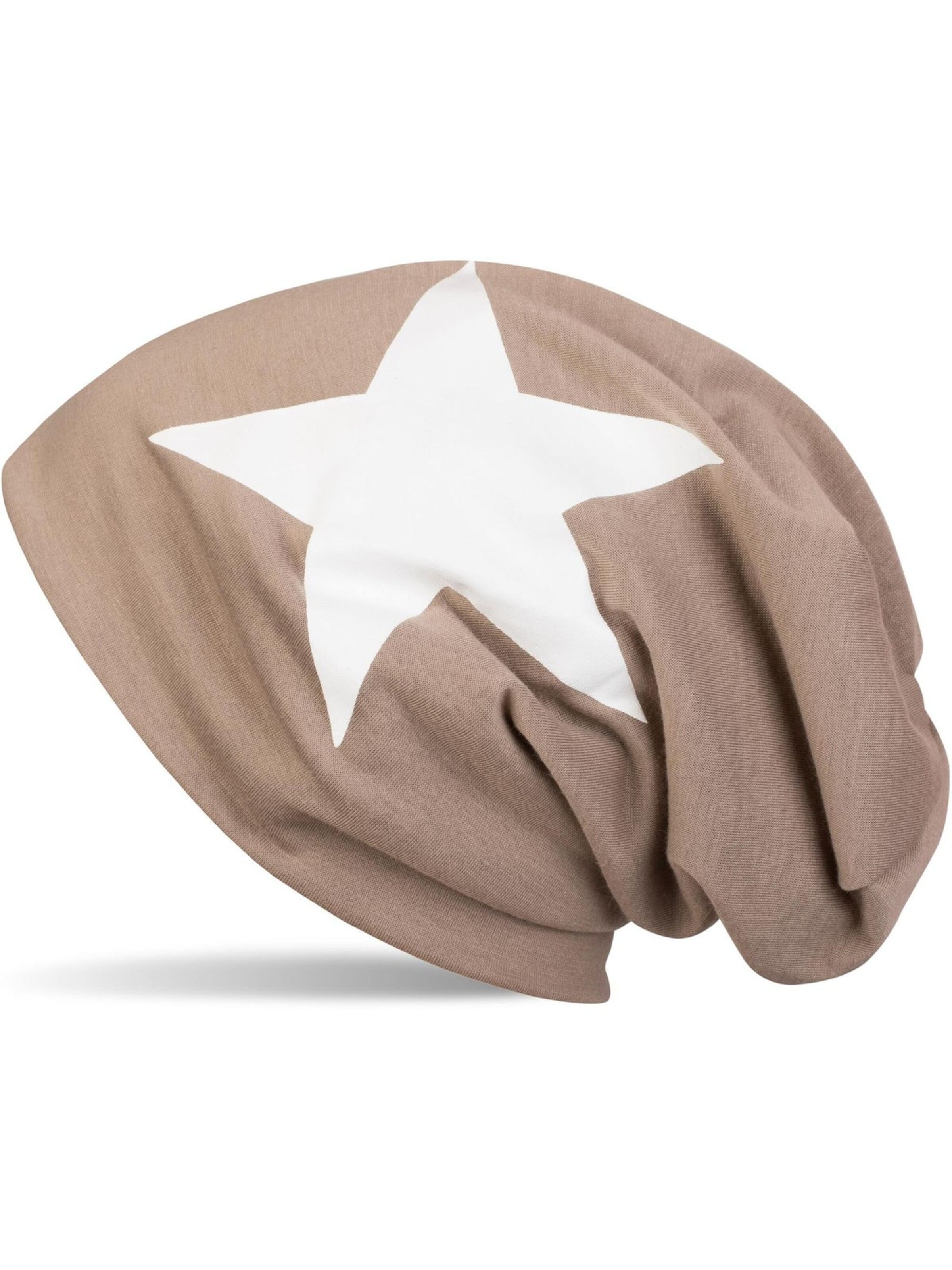 styleBREAKER Mütze 'Beanie mit Stern Print'‌‌‌‌‌‌‌ in Grau: Vorderseite
