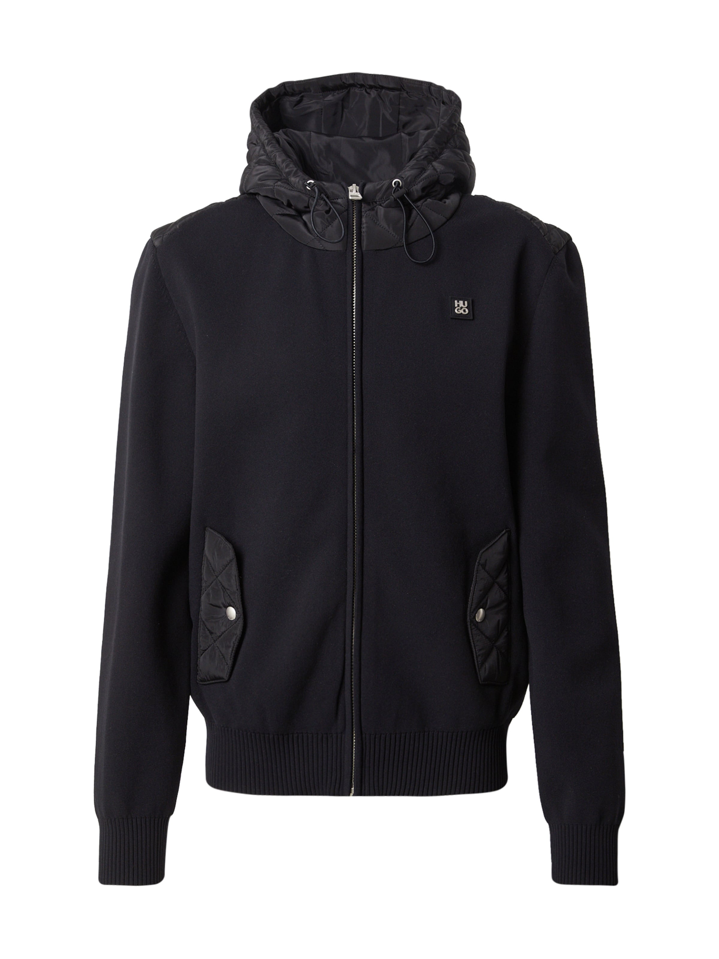 HUGO Gebreid vest 'Sylon' in Zwart: voorkant