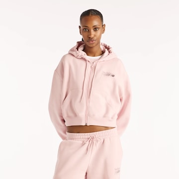 Giacca di felpa 'Trackside Fleece Full Zip' di new balance in rosa: frontale