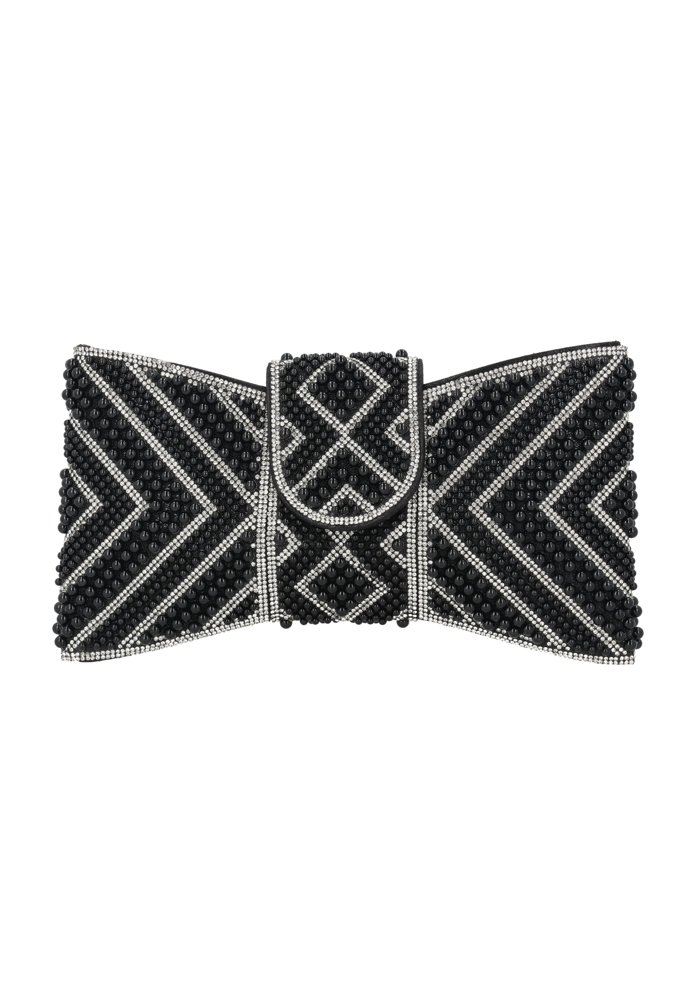 faina Clutch in One Size in de kleur Zwart / Zilver, Productweergave