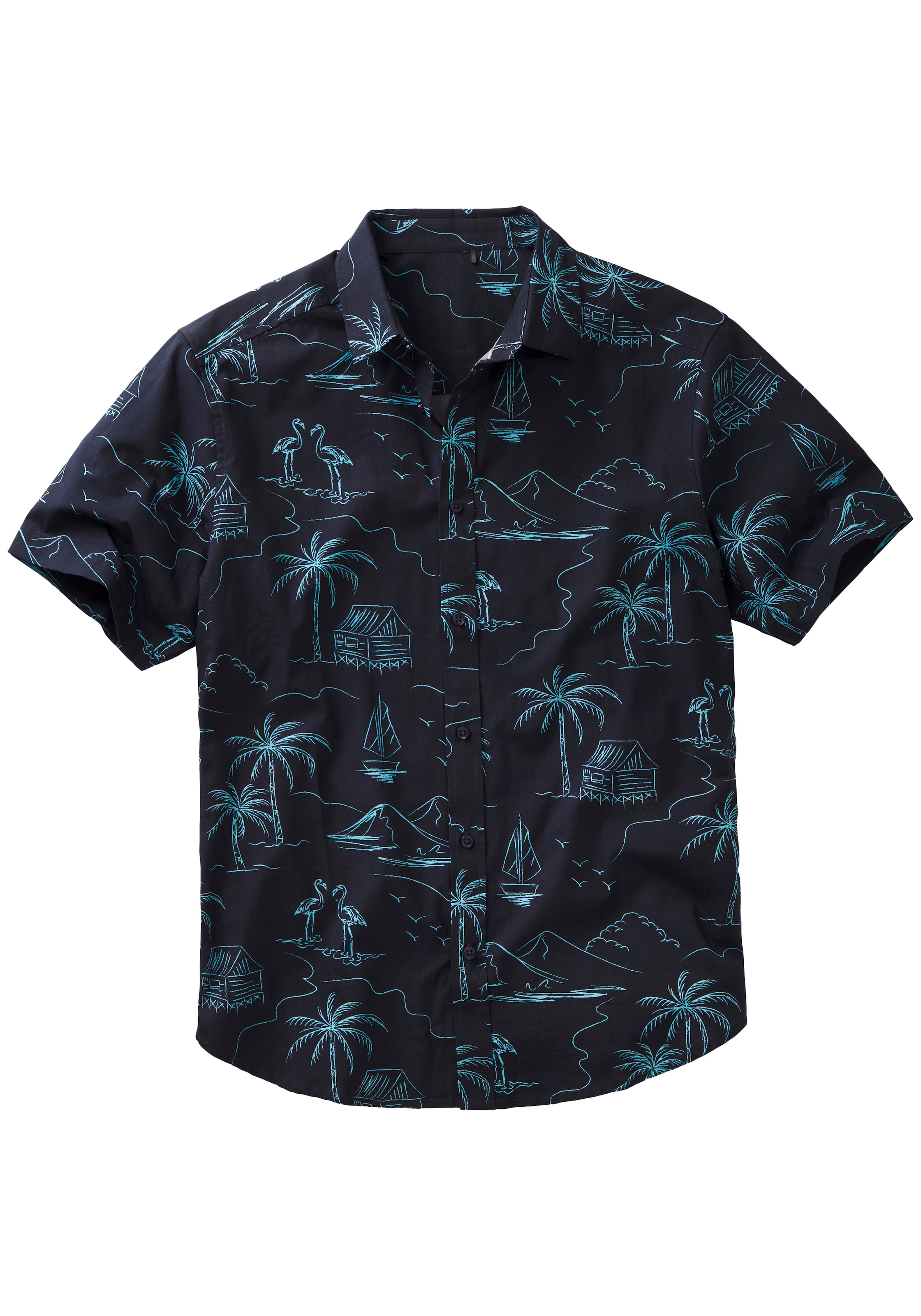 JOHN DEVIN Regular Fit Hemd 'Hawaii' in Blau: Vorderseite