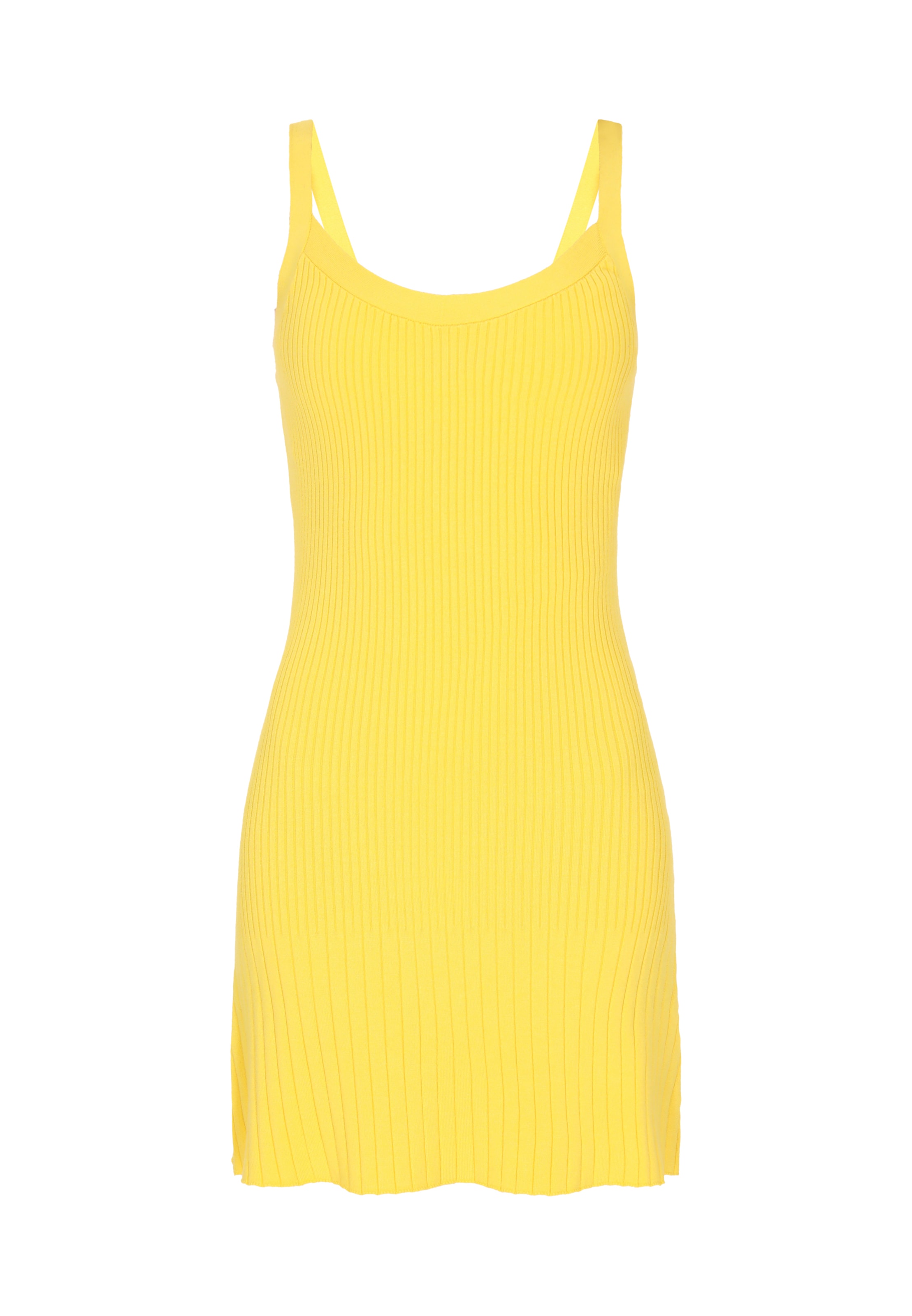 MYMO Stickad klänning i gul: framsida