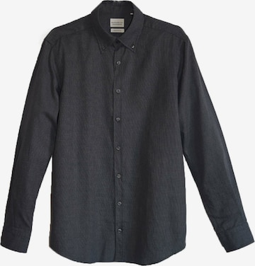Black Label Shirt Business Shirt 'MELANGE' in Grey: front