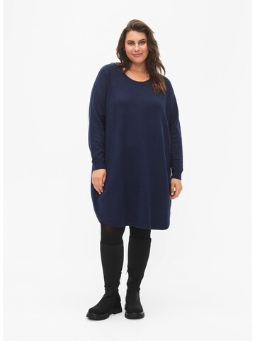 Zizzi Knitted dress 'Sunny' in Blue