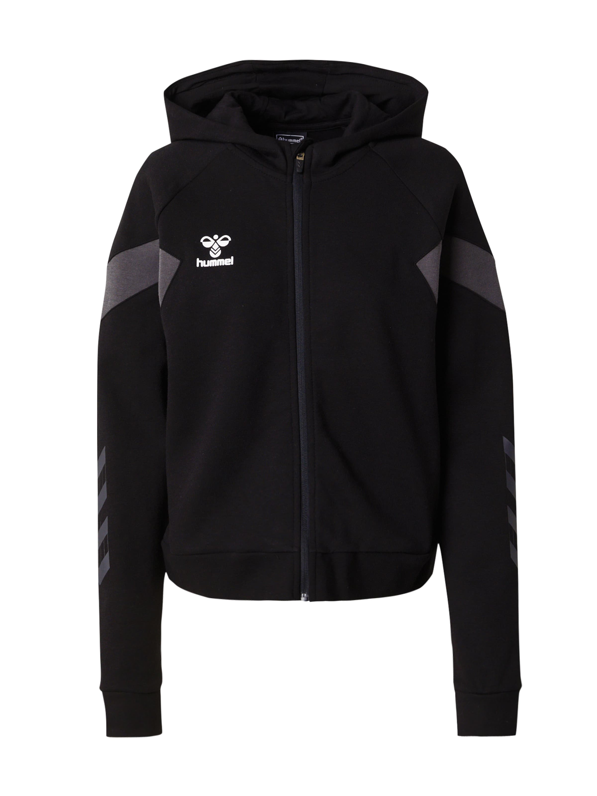 Hummel Athletic Zip-Up Hoodie 'TRAVEL' in Black: front