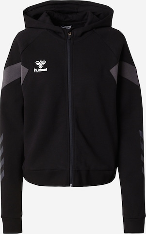 Hummel Athletic Zip-Up Hoodie 'TRAVEL' in Black: front