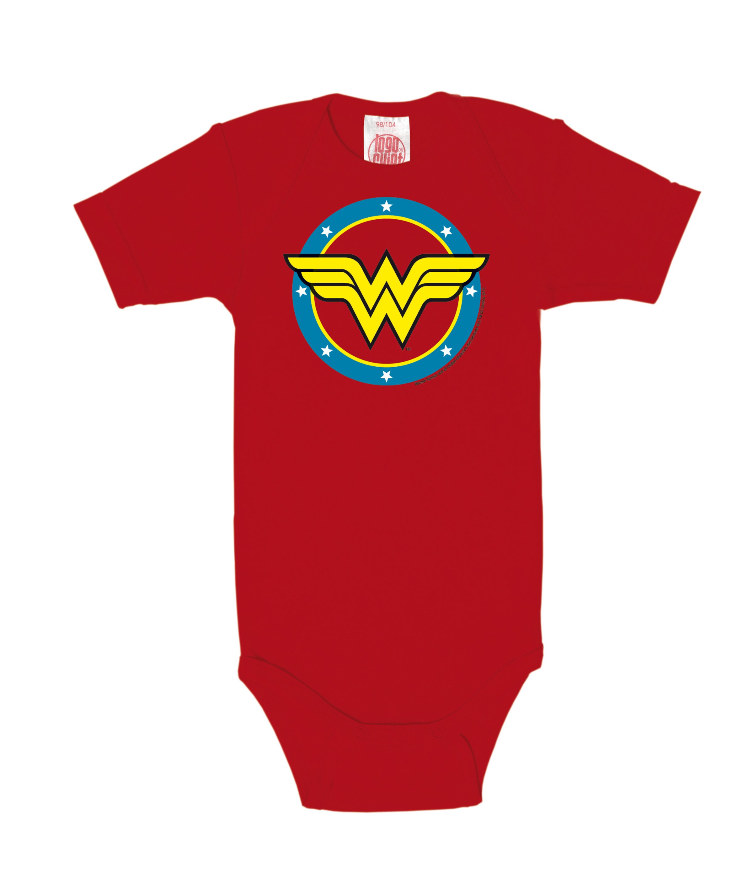 LOGOSHIRT Romper/bodysuit 'DC Wonder Woman-Logo' in Red: front