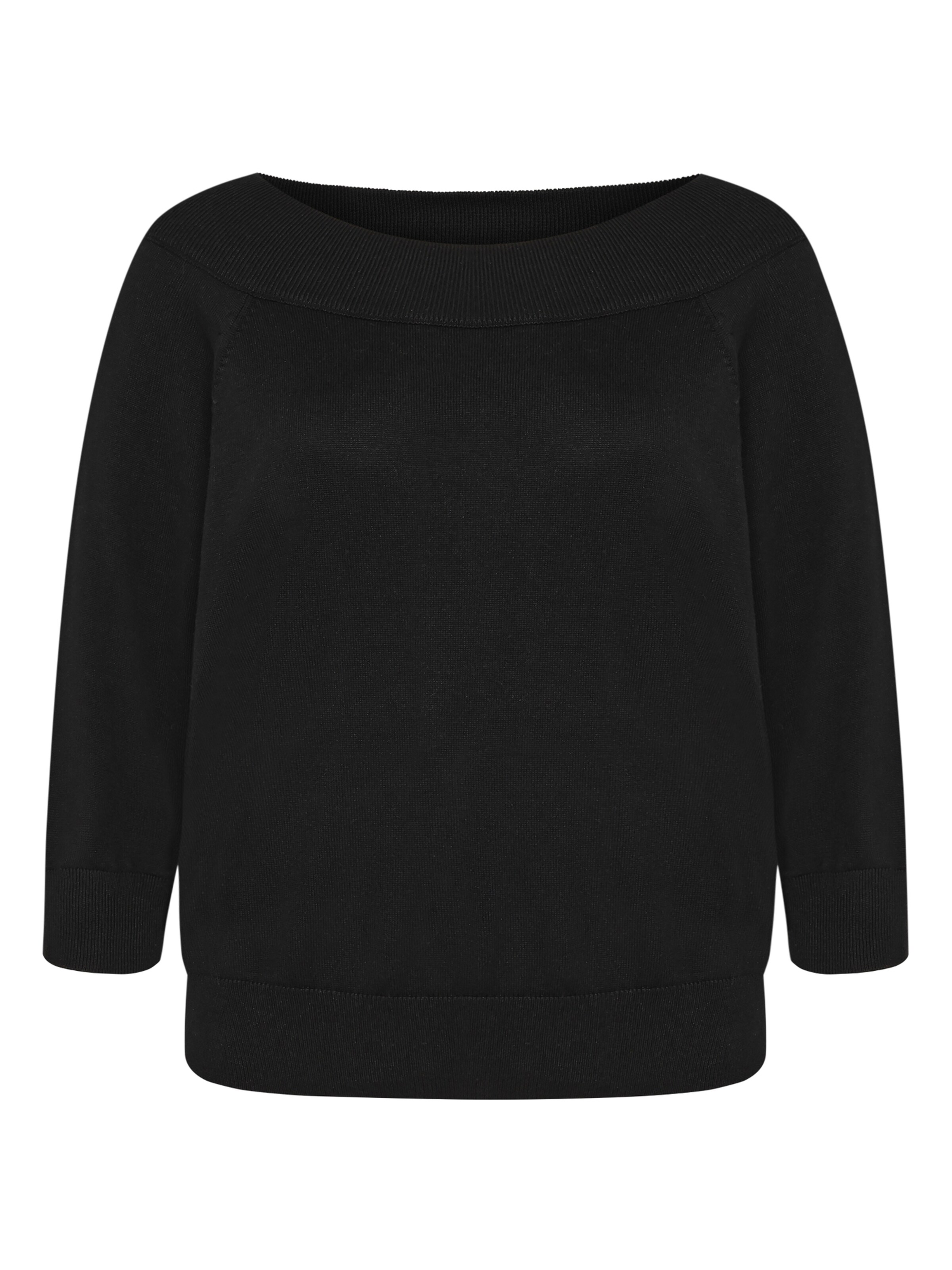 zero Strickpullover mit Carmenausschnitt in schwarz, Produktansicht