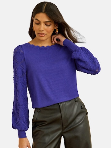 love & roses Sweater in Blue: front