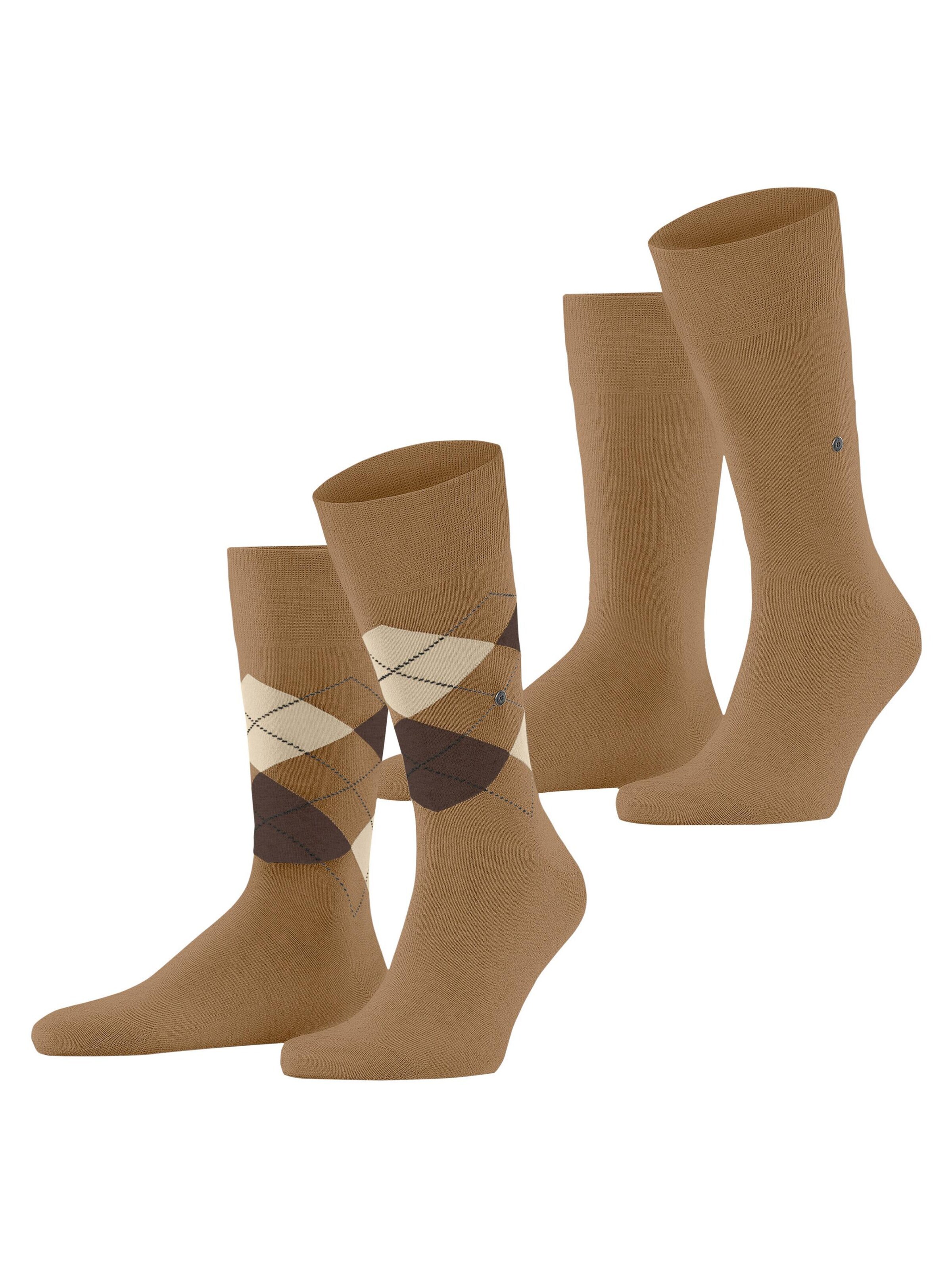 BURLINGTON Socken 'Everyday Argyle Mix 2-Pack'‌ in Braun: Vorderseite