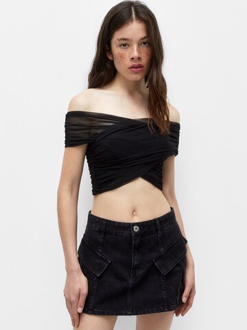 Pull&Bear Top in Schwarz: predná strana