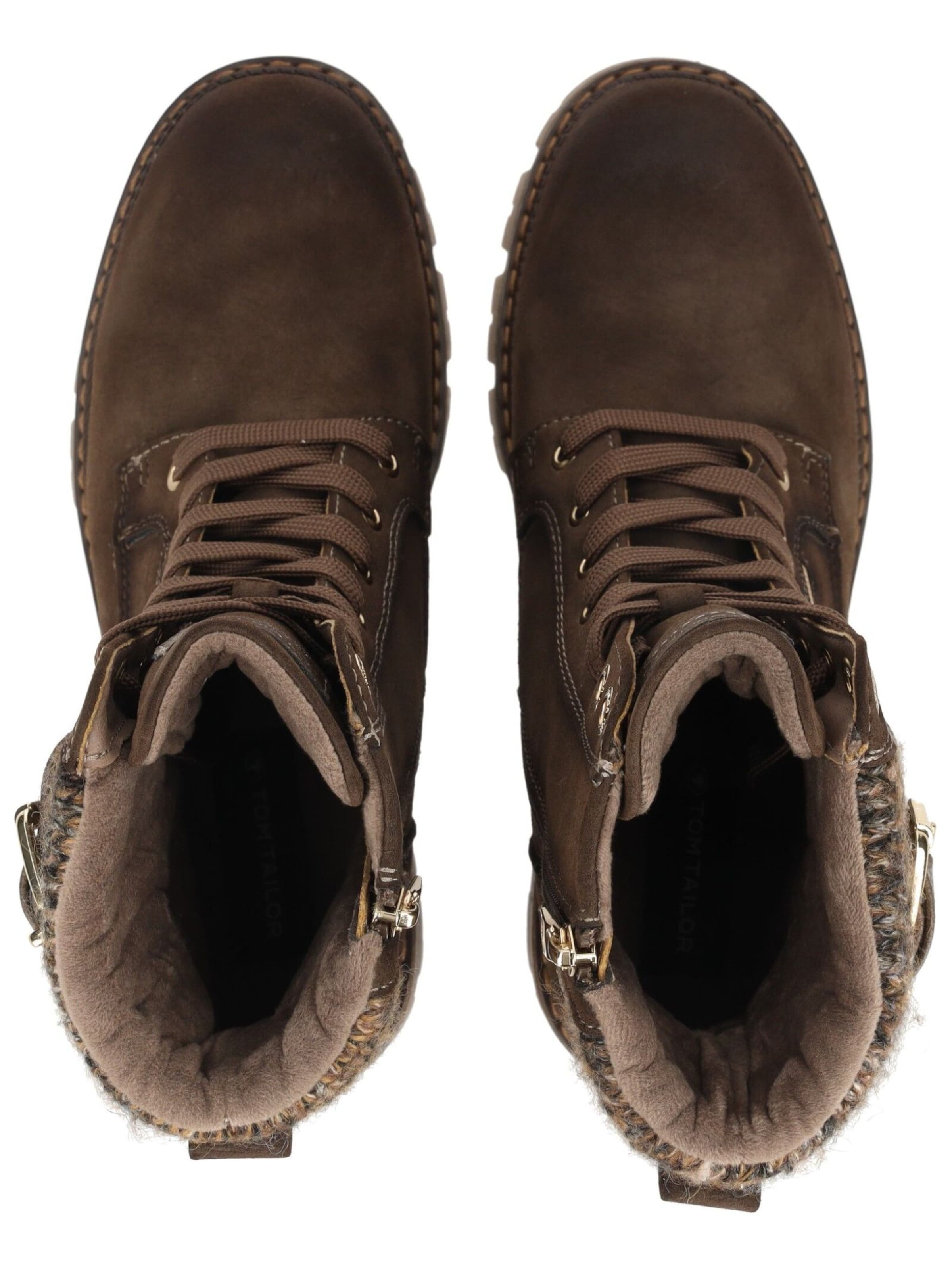 TOM TAILOR Schnürstiefelette in Braun