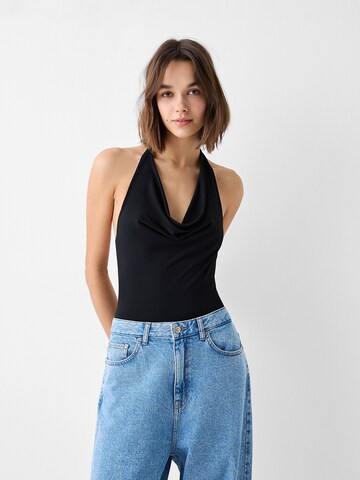 Bershka Shirt body in Zwart: voorkant