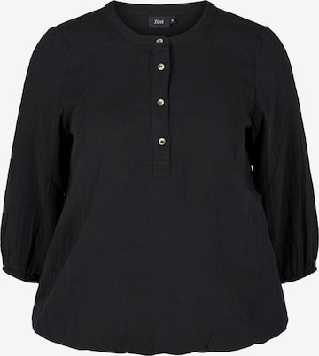 Zizzi Blouse 'XPANO' in Zwart: voorkant