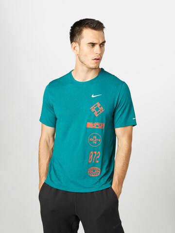 NIKE Regular Fit Sportshirt 'Miler' in Blau: predná strana