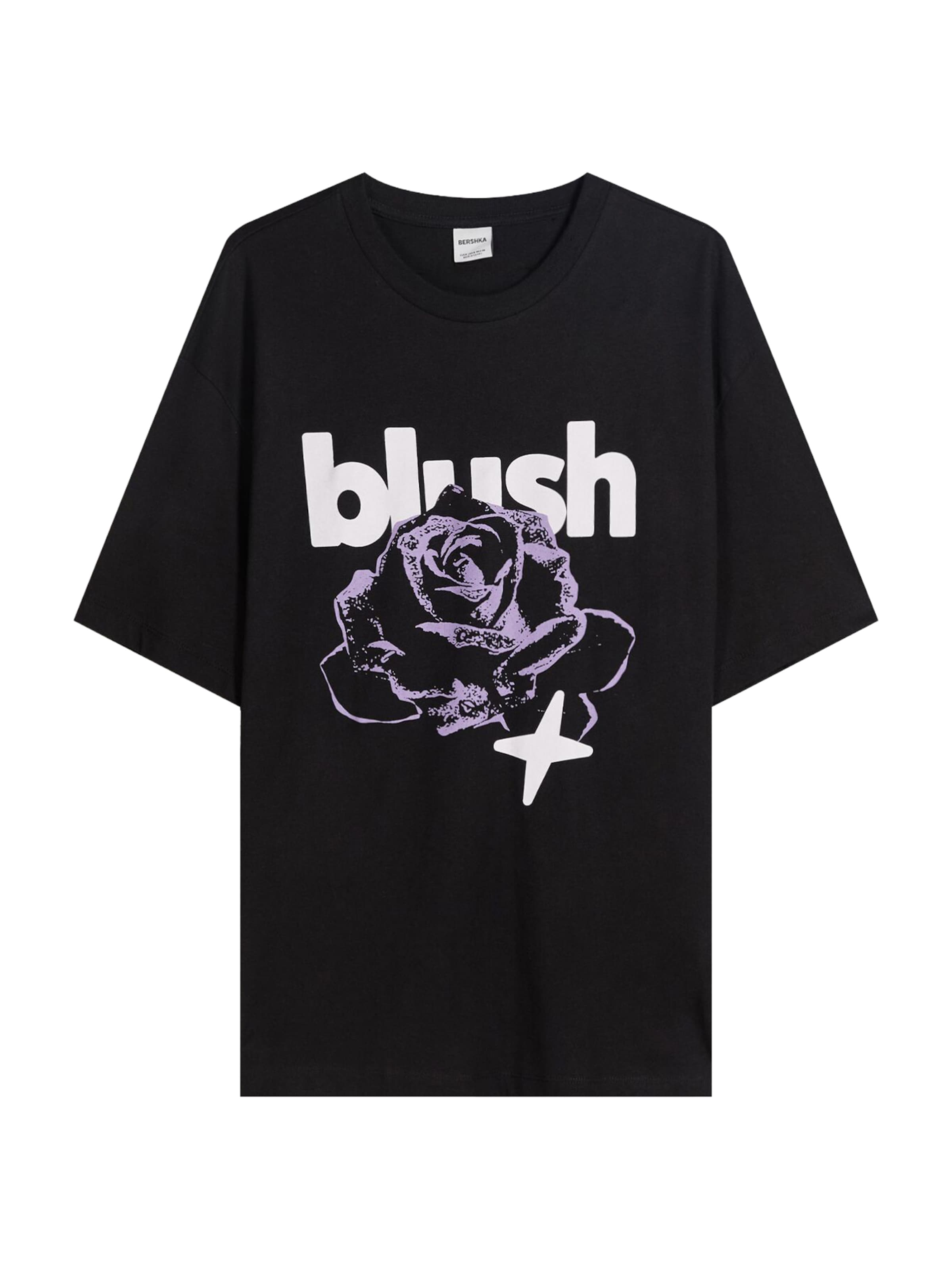 Bershka T-shirt 'ROSE BLUSH' i svart: framsida