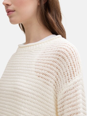 TOM TAILOR DENIM Pullover in Weiß