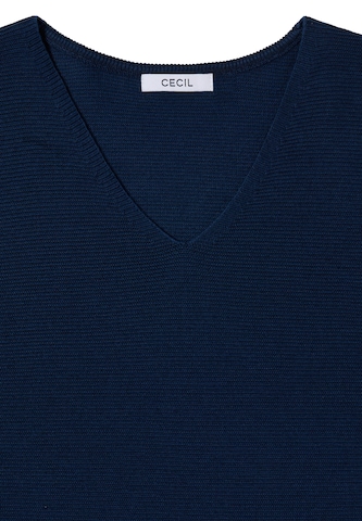 CECIL Pullover im Two-Tone-Look mit V-Neck in Blau
