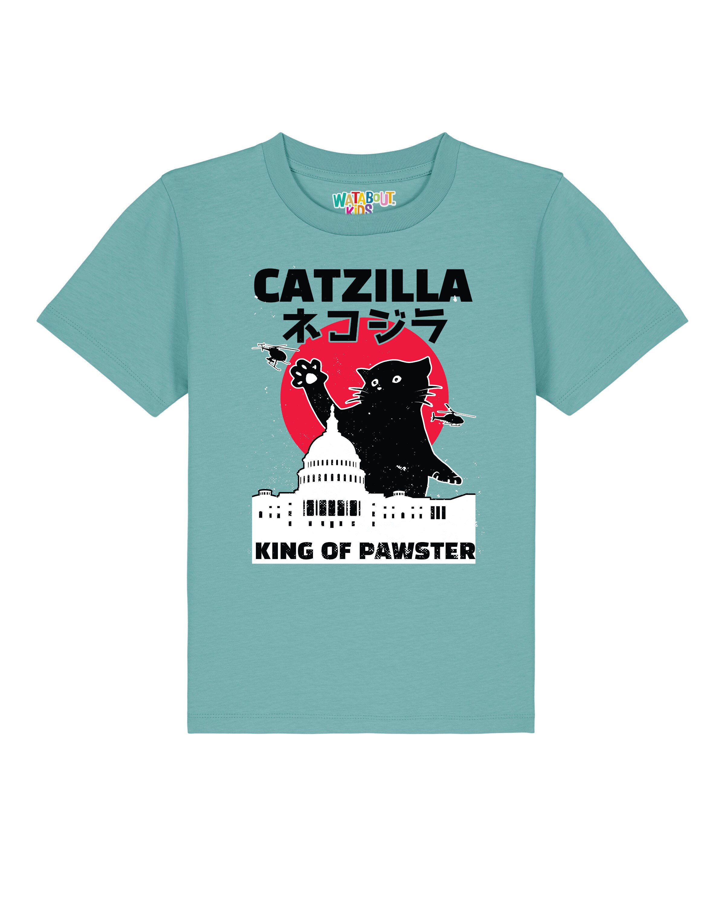 watabout.kids Shirt 'Catzilla' in Blauw: voorkant