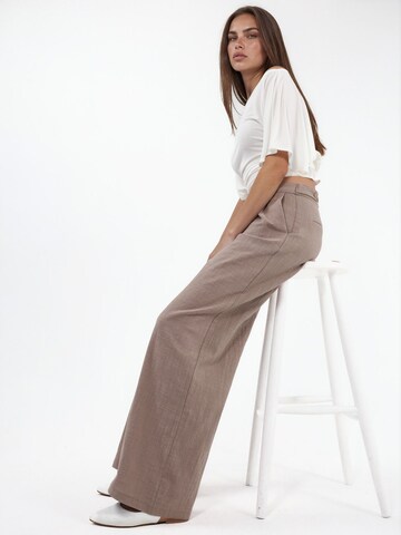 Hiccup Wide leg Trousers in Brown: front