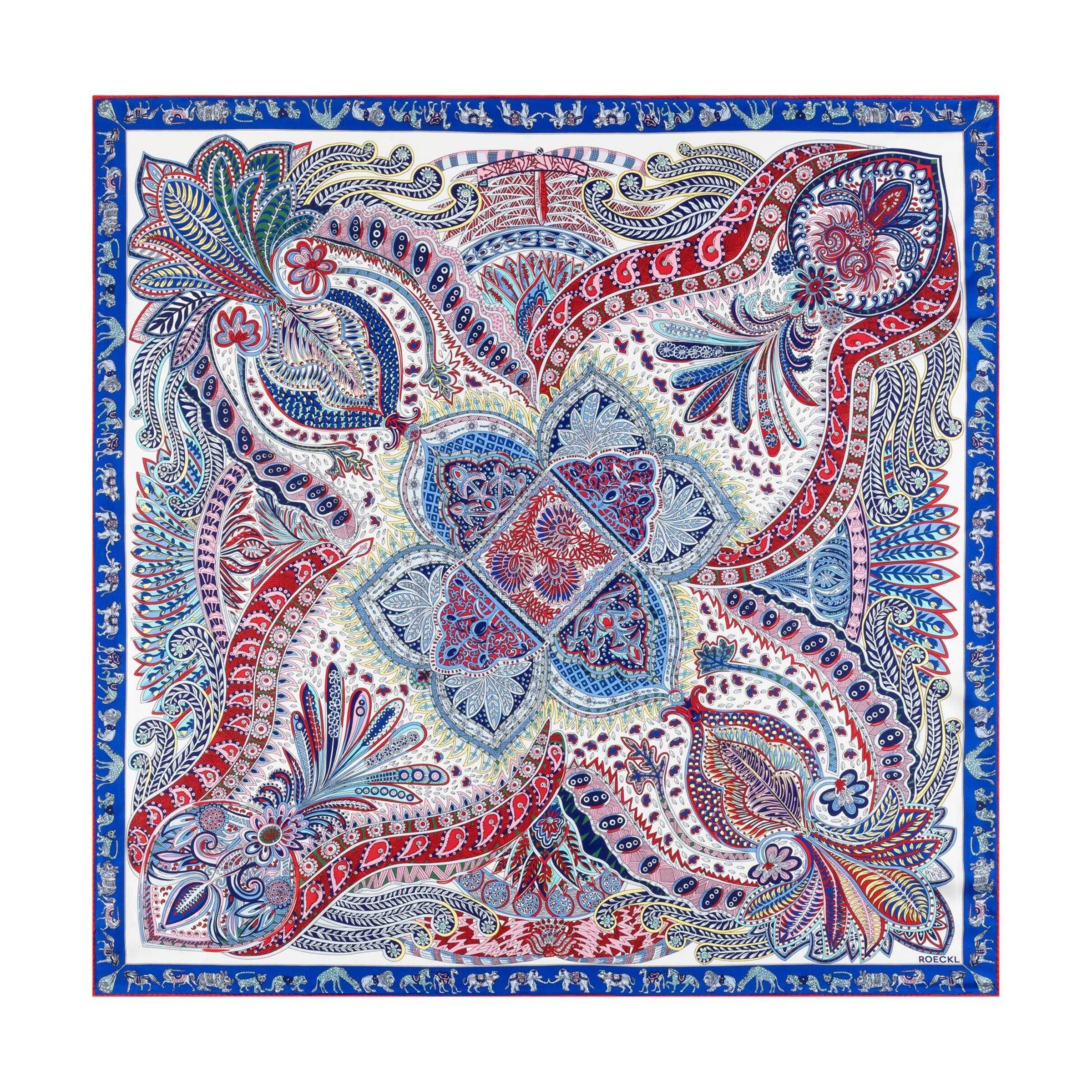 Foulard 'VIBRANT PAISLEY' di Roeckl in blu: frontale