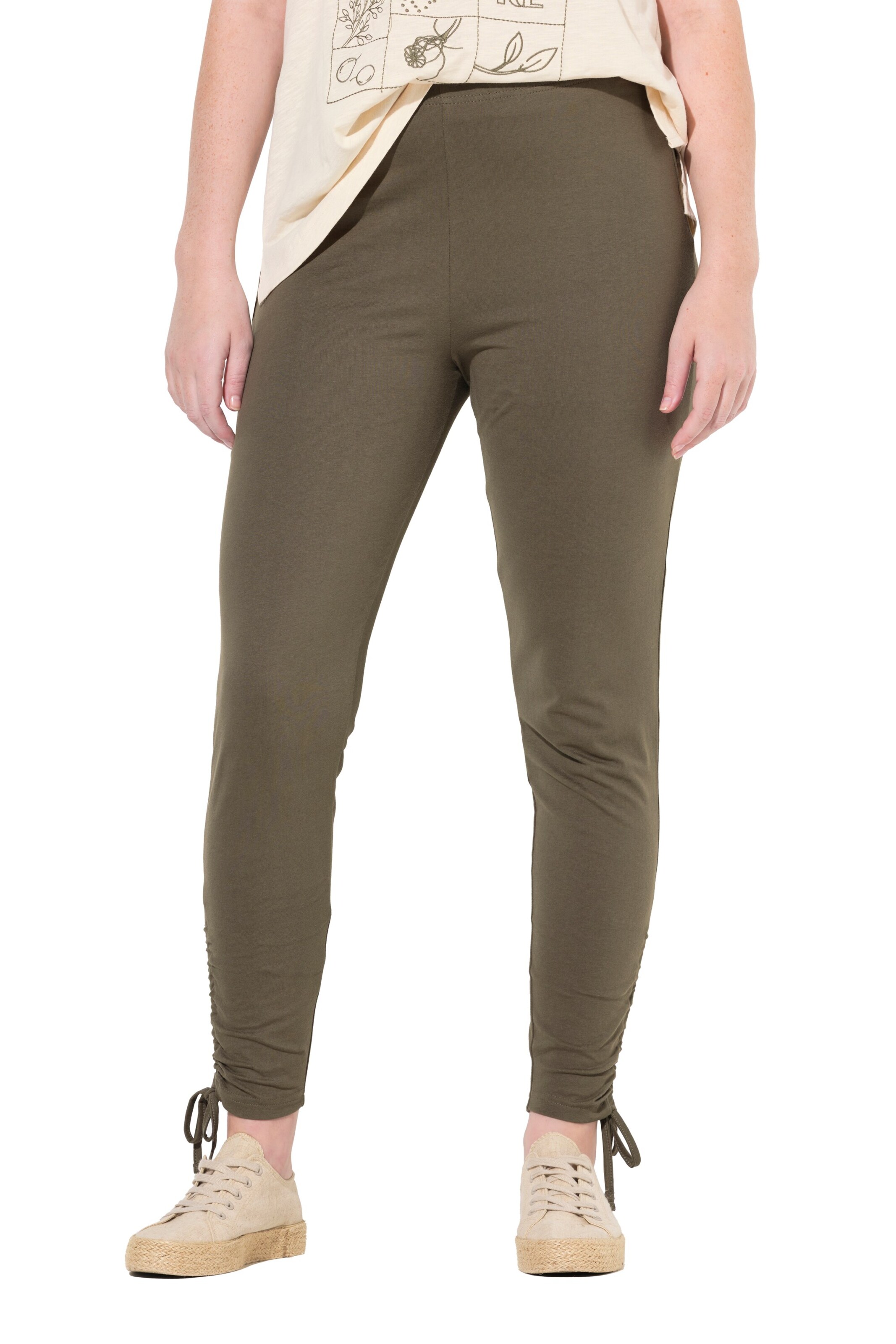 Ulla Popken Slimfit Leggings in Groen: voorkant