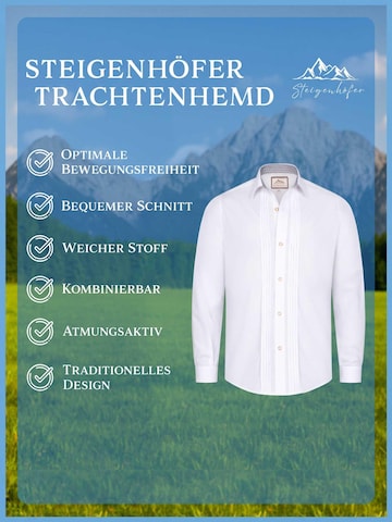 Steigenhöfer Regular Fit Trachtenhemd 'Trachtenhemd - Victor'‌‌‌‌‌‌‌‌ in Weiß