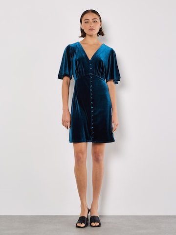 Apricot Velvet Button-Down Mini Dress ' ' in Blau