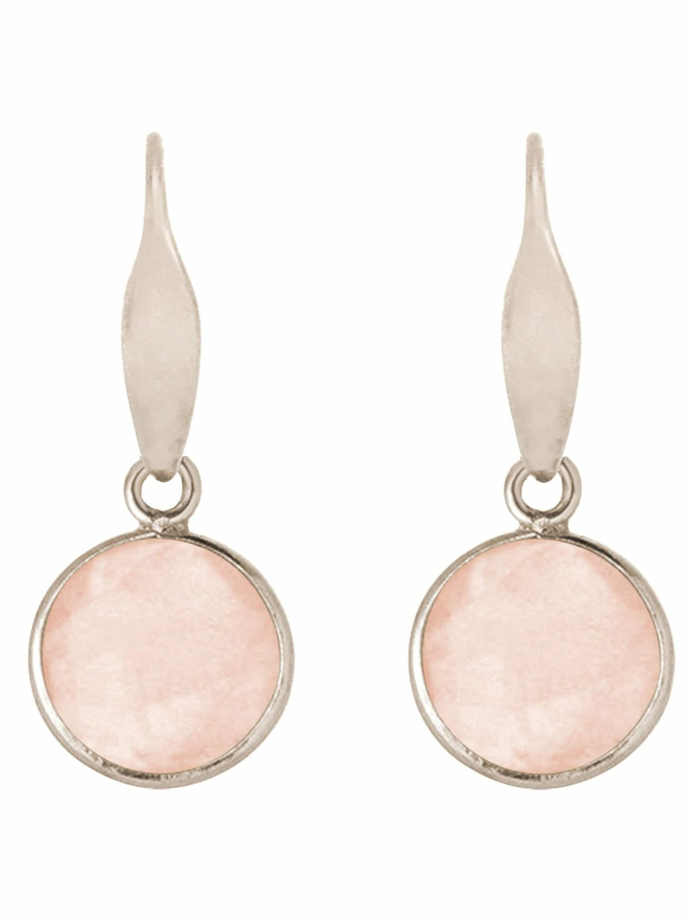 Gemshine Ohrringe 'Rosenquarz' in Silber: Vorderseite