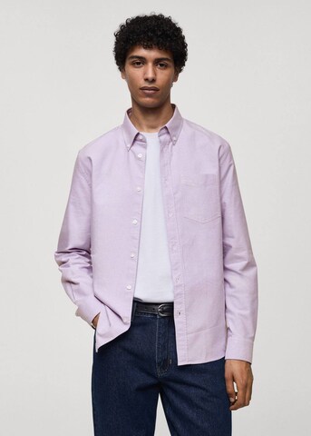 MANGO MAN Regular fit Button Up Shirt 'Oxford' in Purple: front