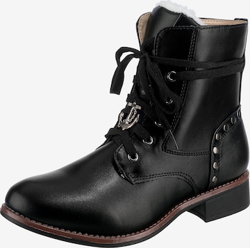 Inselhauptstadt Lace-Up Ankle Boots in Black: front