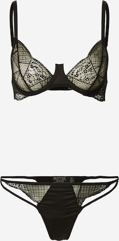 Nasty Gal Bralette Underwear sets in Black: front